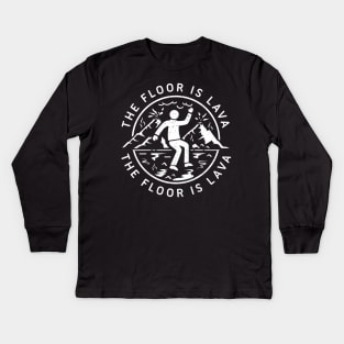 The Floor Is Lava BW Symbol Kids Long Sleeve T-Shirt